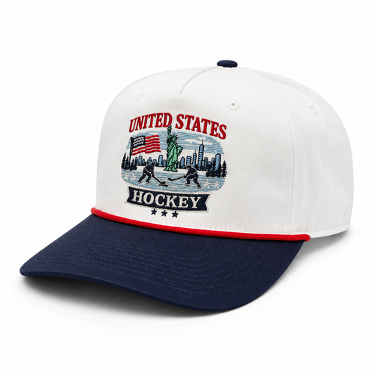 Southern Puck United States Hockey Rope Cap — White & Navy